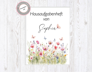 Preview: zauberhafte Zeugnismappe Sammelmappe Blumen Name personalisiert Einschulung Schulkind Zeugnisse Lüttentüddel®